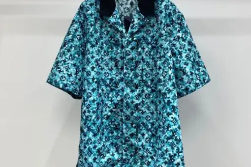 LV Monogram Crepe Short-Sleeved Shirt Blue