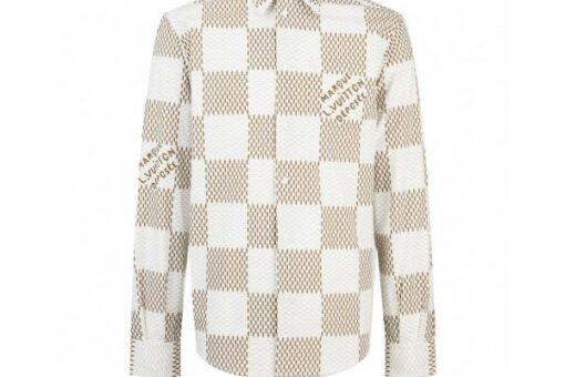 LV Damier Long-Sleeved Classic Cotton T-Shirt White Check