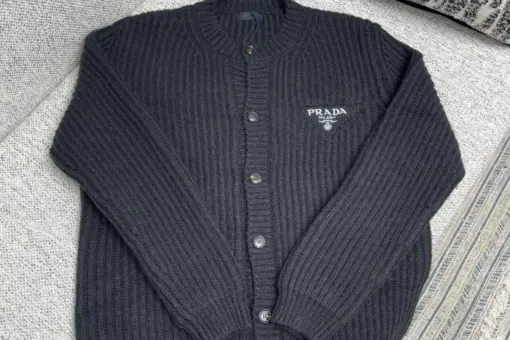 Prada Cashgora Cardigan Natural Grey