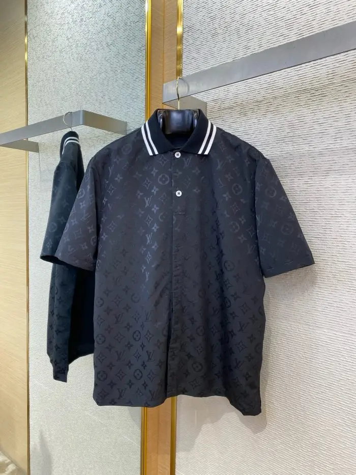 LV Monogram Moire Jacquard Polo Shirt Black 2026 | Drip Kickz LV Monogram Moire Jacquard Polo Shirt Black - Image 2
