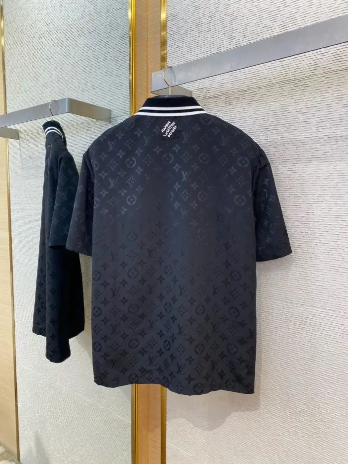 LV Monogram Moire Jacquard Polo Shirt Black 2026 | Drip Kickz LV Monogram Moire Jacquard Polo Shirt Black - Image 3
