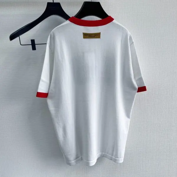Lv White & Blue Logo Intarsia T-Shirt 2026 | Drip Kickz Lv White & Blue Logo Intarsia T-Shirt - Image 2