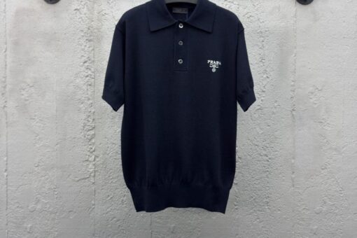 Prada Cashmere Polo T-Shirt Black