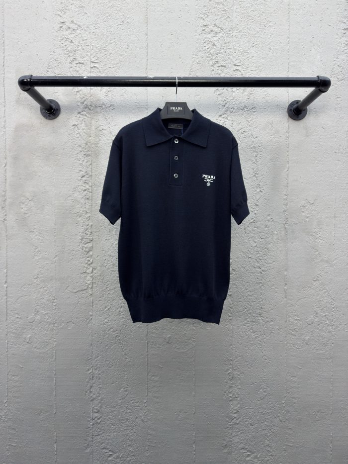 Prada Cashmere Polo T-Shirt Black 2026 | Drip Kickz Prada Cashmere Polo T-Shirt Black