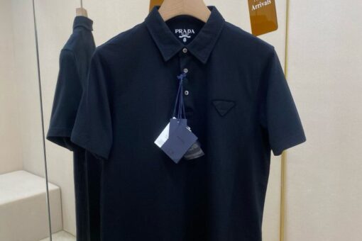 Prada Logoed Polo Shirt Blue