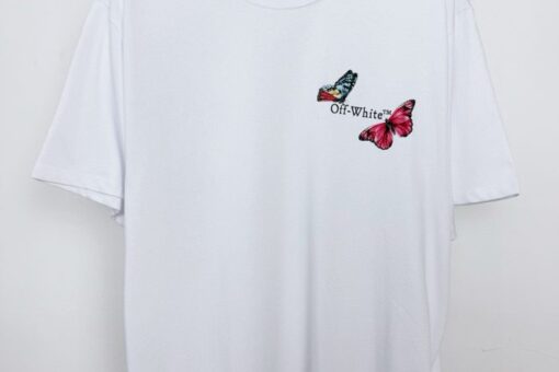 Off-White White Cotton Butterfly Logo T-Shirt