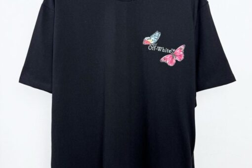 Off-White Black Cotton Butterfly Logo T-Shirt