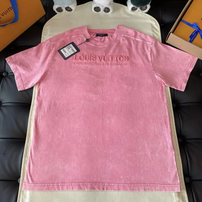 LV Washed Ribbed T-Shirt Pink 2026 | Drip Kickz LV Washed Ribbed T-Shirt Pink - Image 3