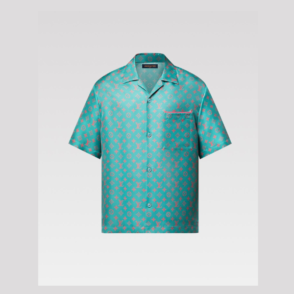 LV Printed Monogram Short-Sleeved Shirt Green 2026 | Drip Kickz LV Printed Monogram Short-Sleeved Shirt Green