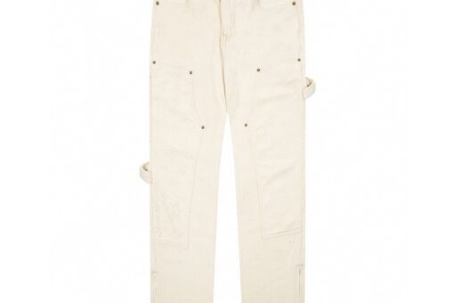 LV Garment-Dyed Denim Carpenter Pants Off-White