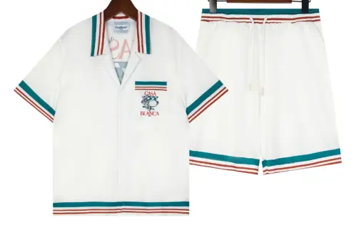 Casablanca “Tennis Club Icon” White Silk Shirt And Short Set