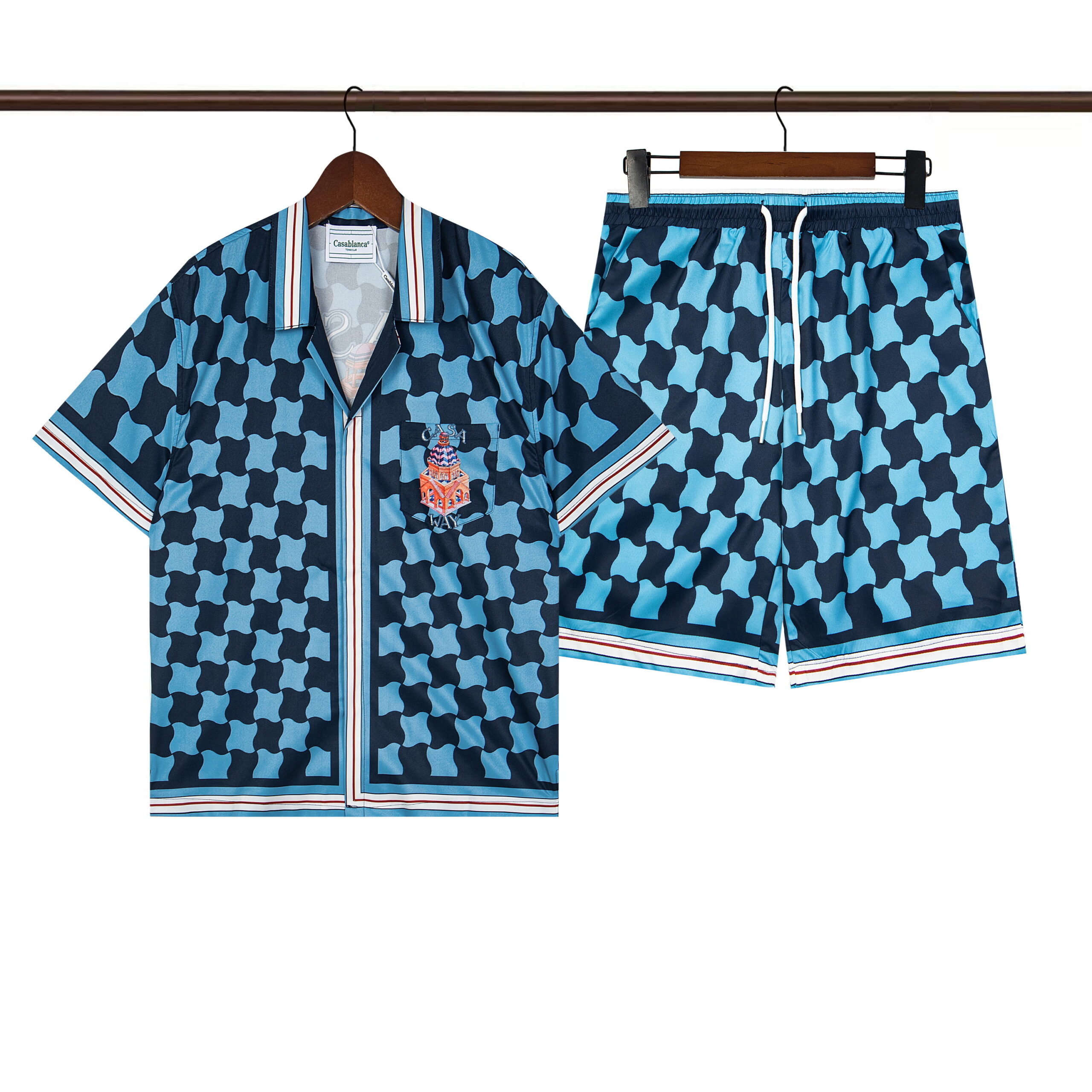 Casablanca Pool Tile Silk Shirt And Shorts Set 2026 | Drip Kickz Casablanca Pool Tile Silk Shirt And Shorts Set