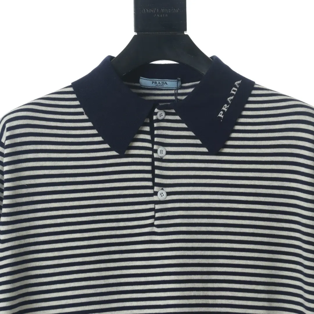 Prada Striped Piqué Polo Shirt Dark Collar 2026 | Drip Kickz Prada Striped Piqué Polo Shirt Dark Collar - Image 3