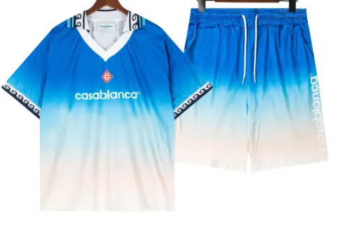 Casablanca Acquard Gradient Football Blue Shirt And Shorts Set