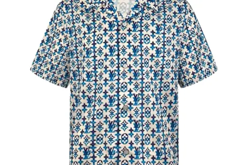 LV Monogram Printed Silk Short-Sleeved Shirt Overlap
