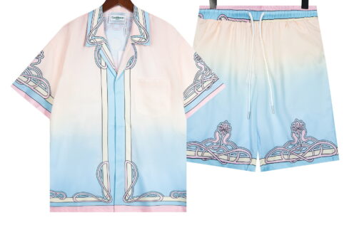 Casablanca Cuban-Collar Silk Shirt And Shorts Set