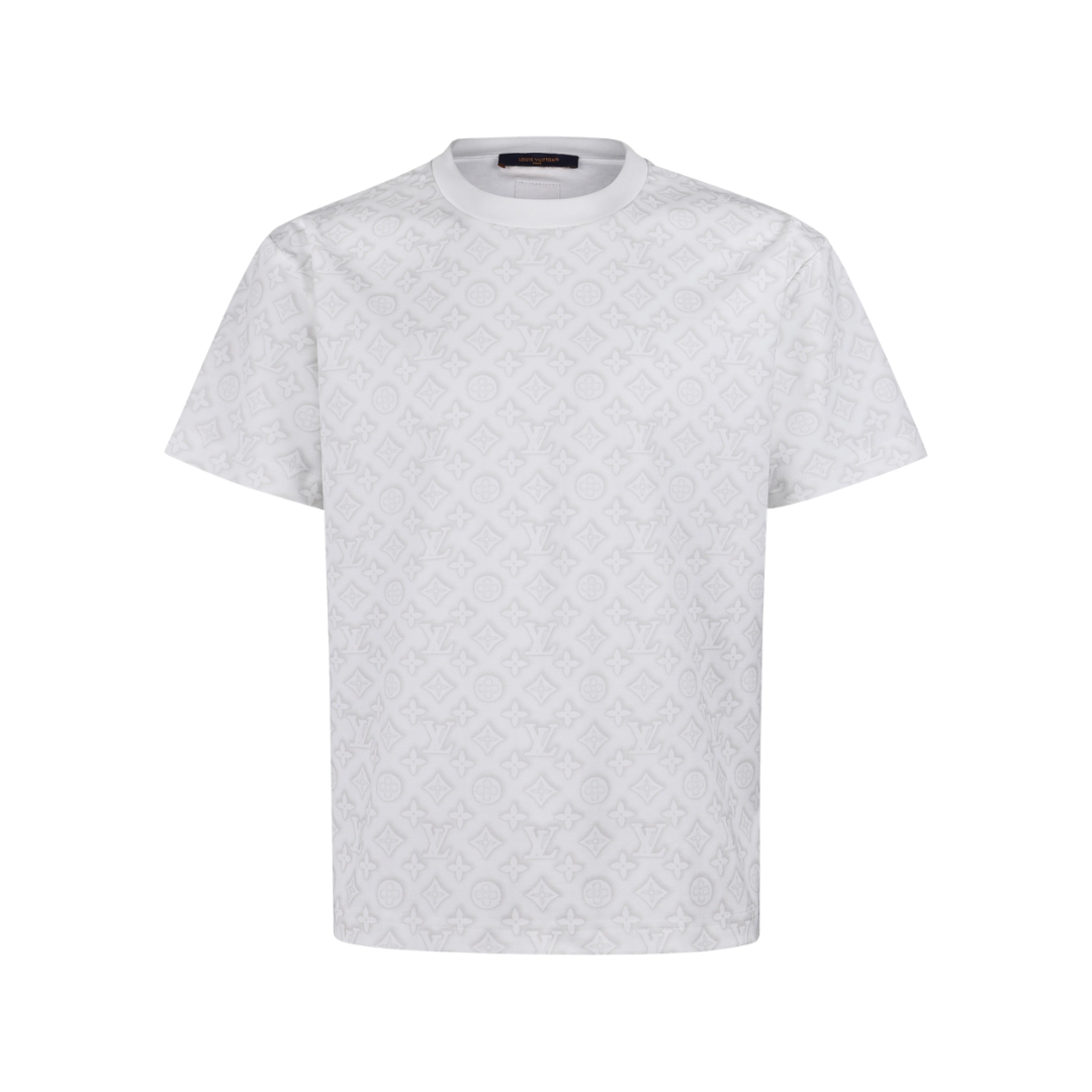 LV Monogram Fil Coupe Cotton T-Shirt White 2026 | Drip Kickz LV Monogram Fil Coupe Cotton T-Shirt White