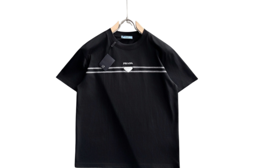 Prada Cotton T Shirt Distinctive Horizontal Striped Black