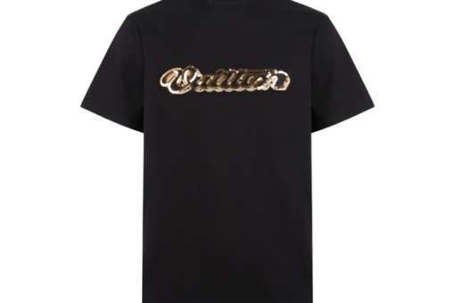 LV Embellished Signature T-Shirt Cursive Golden Black