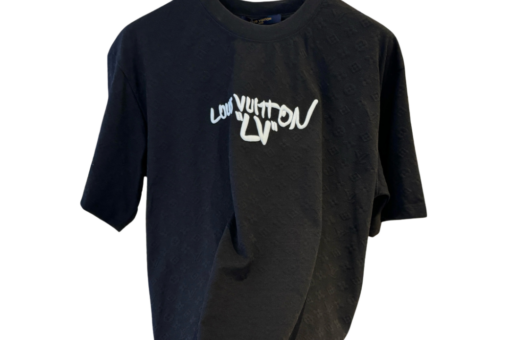 LV T-Shirt White Graphic Black