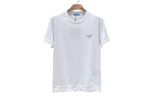 Prada Crewneck T-Shirt Brand’s Iconic Triangle Logo White
