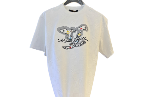 LV Graphic Embellished Cotton T-Shirt White