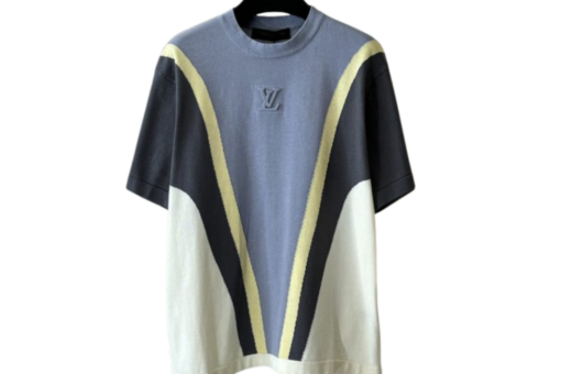 LV Graphic Cotton Jacquard Short Sleeved Crewneck T Shirt Pastel