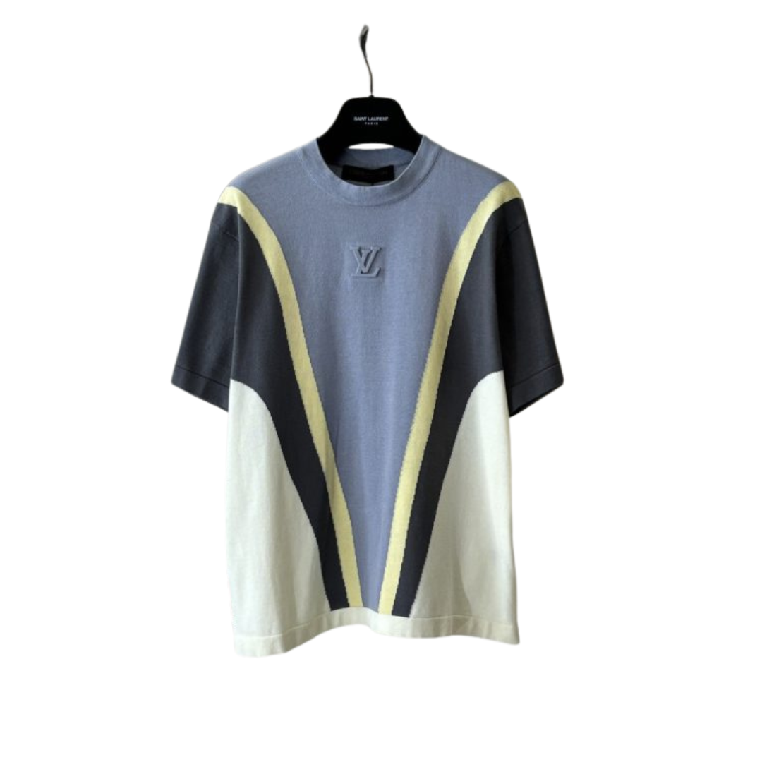 LV Graphic Cotton Jacquard Short Sleeved Crewneck T Shirt Pastel 2026 | Drip Kickz LV Graphic Cotton Jacquard Short Sleeved Crewneck T Shirt Pastel