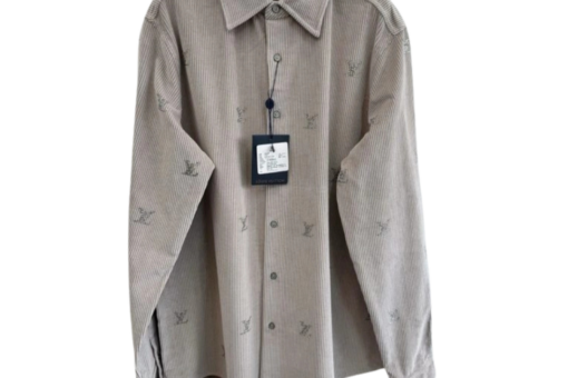 LV Blason Embellished Long Sleeved Corduroy Shirt