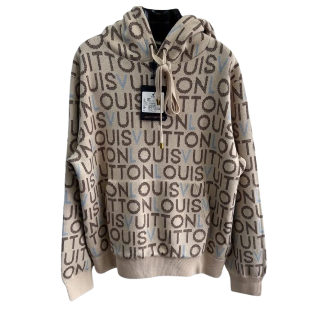 LV Jacquard Signature Hoodie Beige 2026 | Drip Kickz LV Jacquard Signature Hoodie Beige