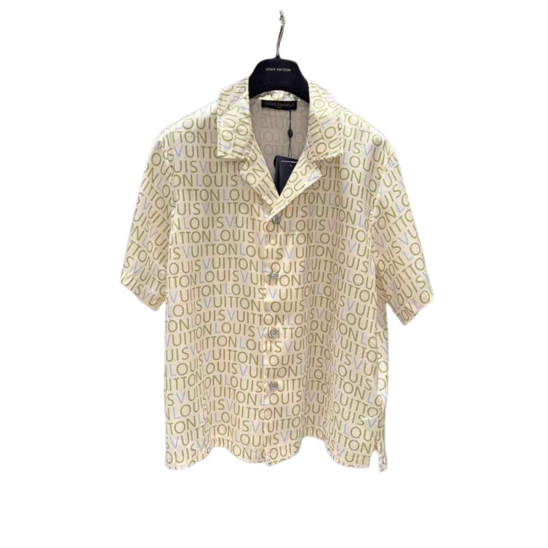 LV Pattern Print Striped Shirt 2026 | Drip Kickz LV Pattern Print Striped Shirt