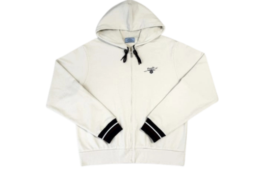 Prada Zip Up Hooded Sweatshirt White