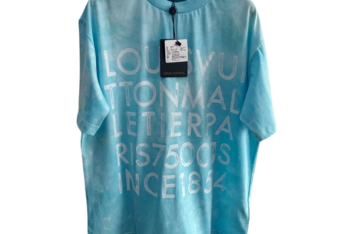 LV Short Sleeved Light Blue Tie Dye T Shirt