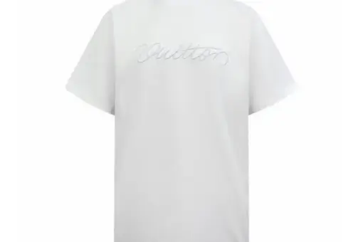 LV Embellished Signature Short Sleeved T Shirt White
