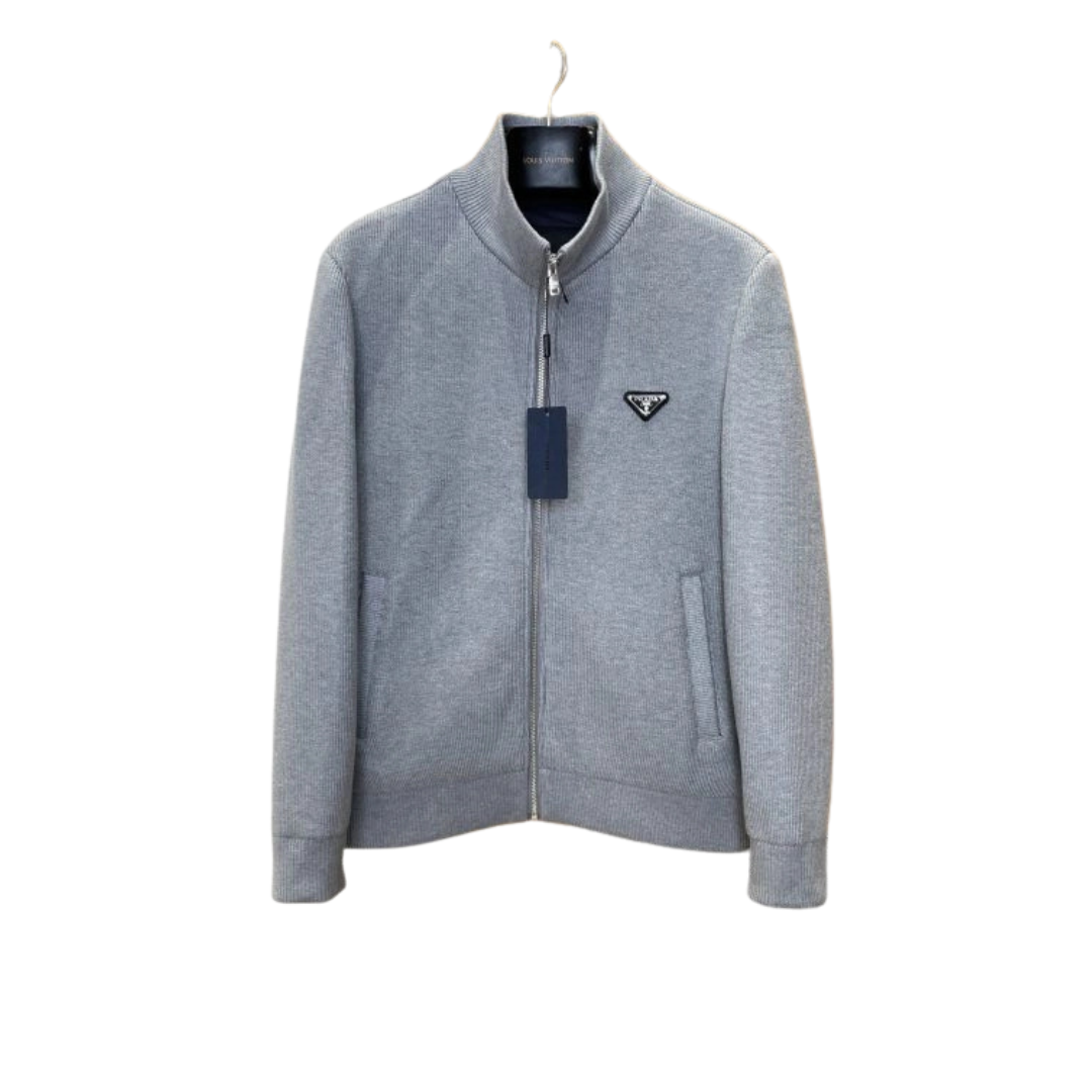 Prada Zip Up Gray Knit Jacket 2026 | Drip Kickz Prada Zip Up Gray Knit Jacket