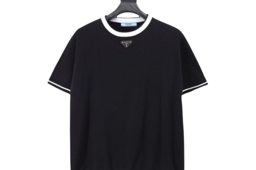 Prada Black Polo T Shirt Contrast White Collar