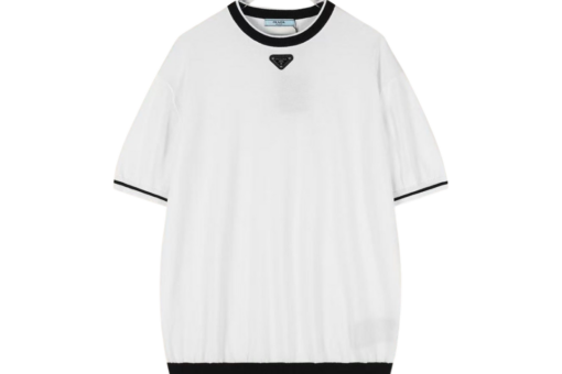 Prada White Polo T Shirt Contrast Black Collar