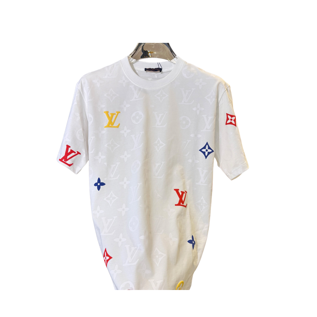 LV T-Shirt Subtle Monogram Pattern White 2026 | Drip Kickz LV T-Shirt Subtle Monogram Pattern White