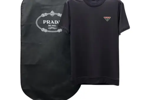 Prada Milano Triangle Logo Cotton T-Shirt Black