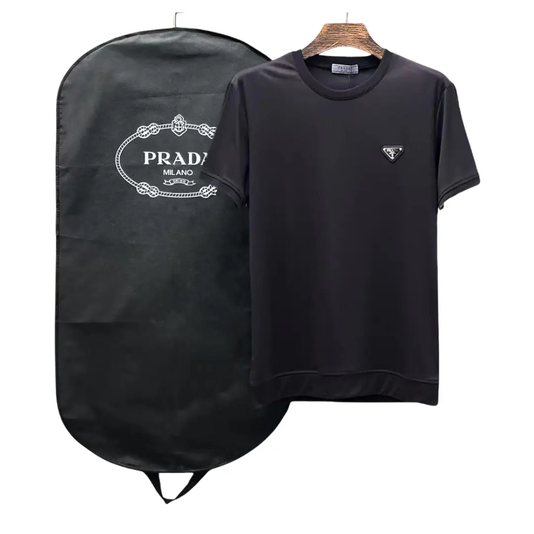 Prada Cotton T Shirt Brand’s Iconic Metal Triangle Logo Black 2026 | Drip Kickz Prada Cotton T Shirt Brand’s Iconic Metal Triangle Logo Black