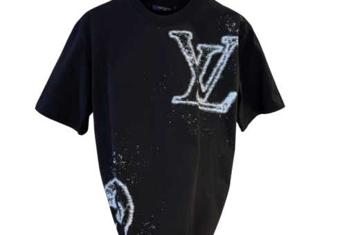 LV T-Shirt White Spray-Painted Black