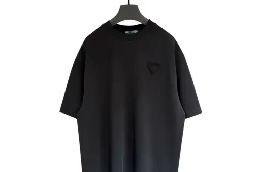 Prada Cotton T-Shirt Triangle Logo Black