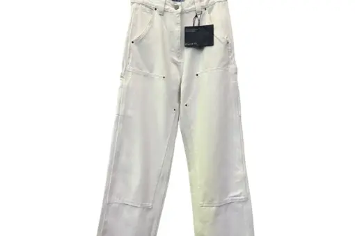 Prada Wide Leg Trousers Tanaka Work Jean Trousers White Butterfly