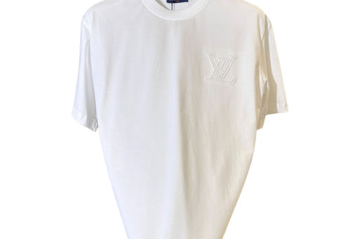 LV White T-Shirt Embossed LV Logo