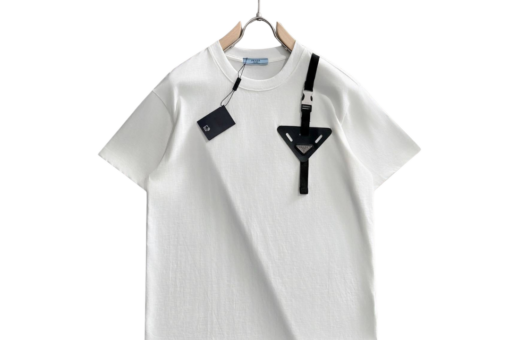 Prada T-Shirt Distinctive Buckle Strap Triangular Pouch Detail White