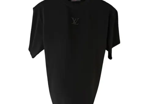 LV Embossed Structured Brand Logo T-Shirt Black
