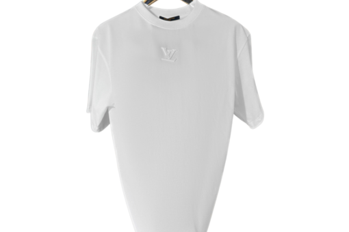 LV Embossed Structured Brand Logo T-Shirt White