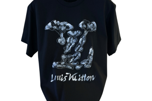 LV Short-Sleeve T-Shirt Floral Monogram Graphic Black