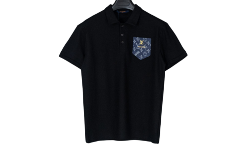 LV Short-Sleeve Polo Shirt Decorative Chest Pocket Black