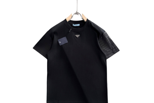 Prada Cotton T Shirt Crew Neck, Short Sleeves Black